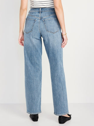 Jeans Holgados Talle Alto con Bolsillos
