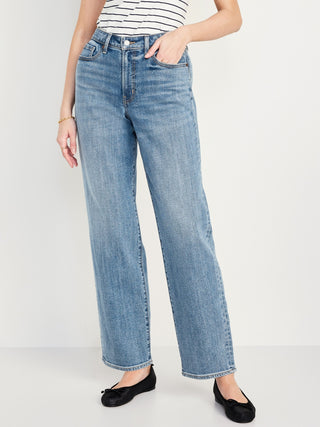 Jeans Holgados Talle Alto con Bolsillos