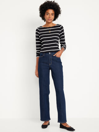 Jeans Rectos Talle Alto con Bolsillos