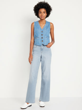 Jeans Wide Leg Talle Alto con Bolsillos