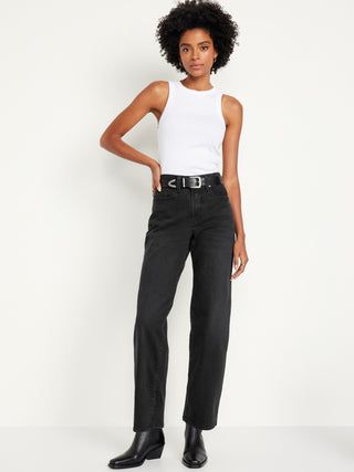 Jeans Holgados Talle Alto con Bolsillos