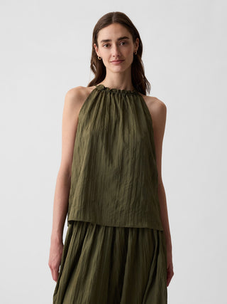 Blusa Cuello Halter con Efecto Arrugado