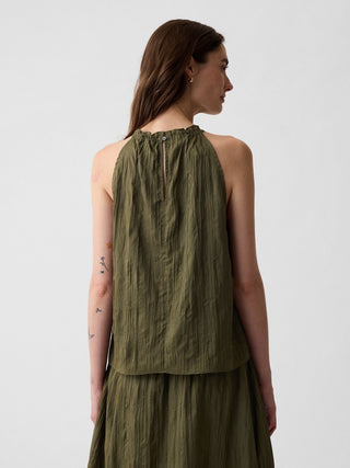 Blusa Cuello Halter con Efecto Arrugado