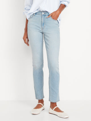 Jeans Ajustado Talle Alto con Bolsillos