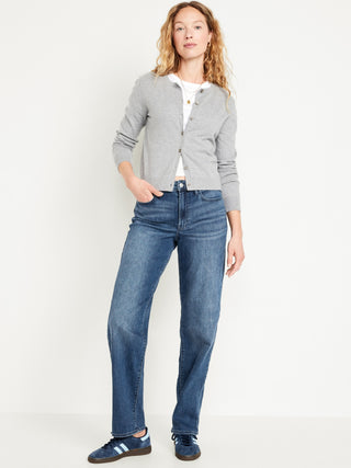 Jeans Rectos Talle Alto con Bolsillos