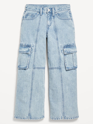 Jeans Cargo Talle Alto con Bolsillos, Niña