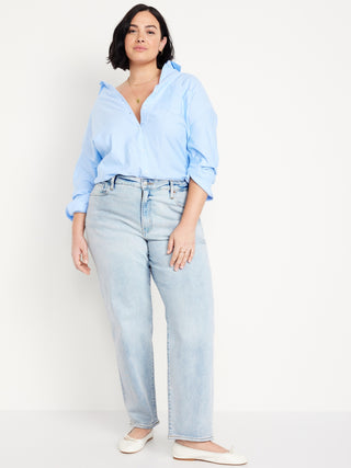 Jeans Holgado Talle Alto con Bolsillos