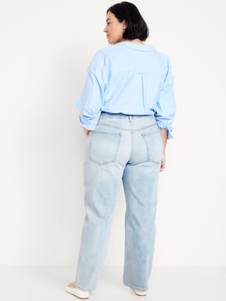 Jeans Holgado Talle Alto con Bolsillos