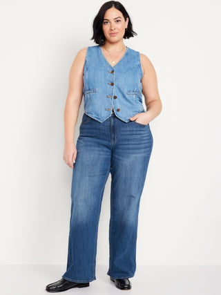 Jeans Wide Leg Talle Alto con Bolsillos