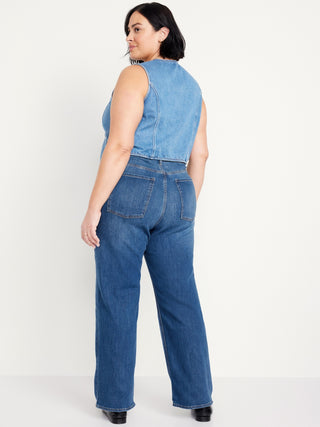 Jeans Wide Leg Talle Alto con Bolsillos