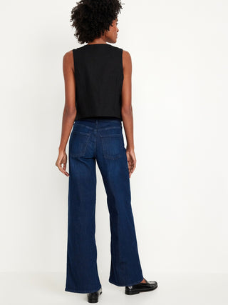 Jeans Wide Leg Talle Alto con Bolsillos