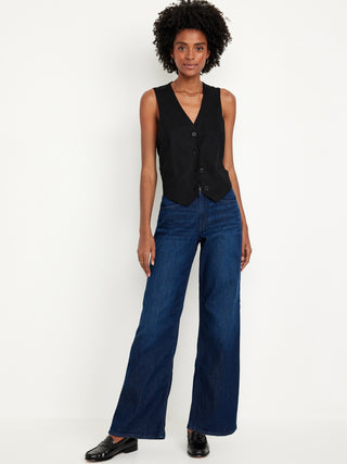 Jeans Wide Leg Talle Alto con Bolsillos