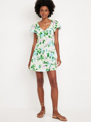 Vestido Manga Corta con Estampado Floral