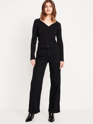 Jeans Wide Leg Talle Alto con Bolsillos