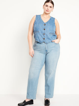 Jeans Holgados Talle Alto con Bolsillos