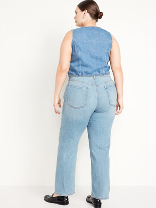 Jeans Holgados Talle Alto con Bolsillos