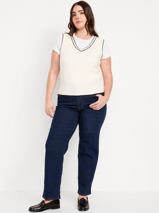 Jeans Rectos Talle Alto con Bolsillos