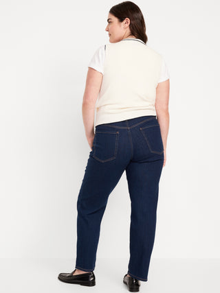 Jeans Rectos Talle Alto con Bolsillos
