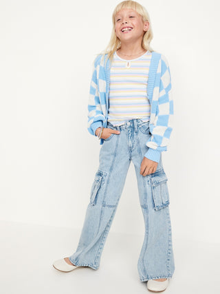 Jeans Cargo Talle Alto con Bolsillos, Niña