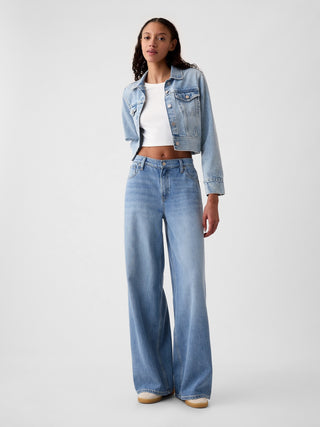 Jeans Wide Leg Talle Medio con Bolsillos