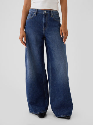 Jeans Holgados Talle Medio con Bolsillos