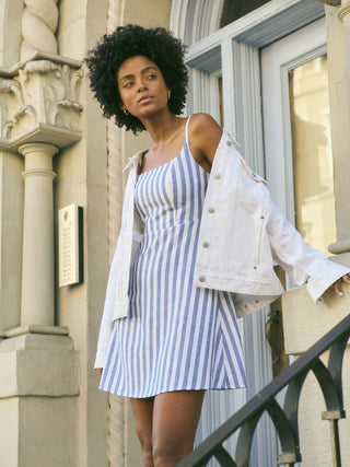Vestido sin Mangas con Estampado Rayas