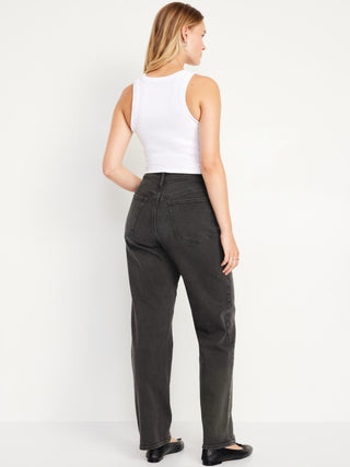 Jeans Holgados Talle Alto con Bolsillos
