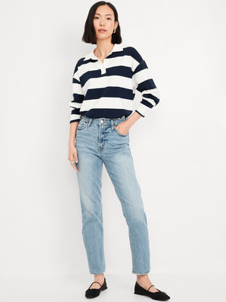 Jeans Tobillero Talle Alto con Bolsillos