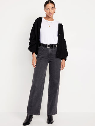 Jeans Wide Leg Talle Alto con Bolsillos