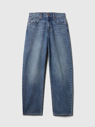 Jeans Barrel Talle Alto con Bolsillos