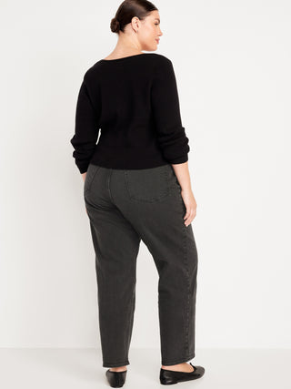 Jeans Holgados Talle Alto con Bolsillos
