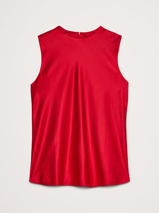 Blusa Cuello Alto sin Mangas de Seda
