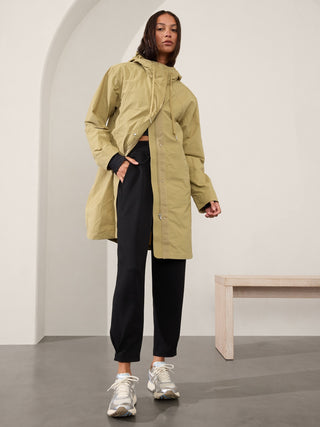 Chaqueta Larga Cuello Alto Resistente al Agua