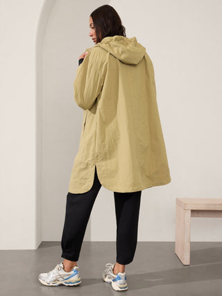 Chaqueta Larga Cuello Alto Resistente al Agua