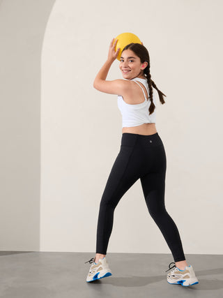 Girls' High-Waisted Leggings with Pocket Detail