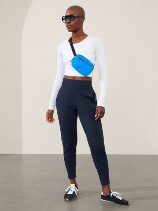 Pantalón Talle Medio con Cintura Elástica Detalle Rayas