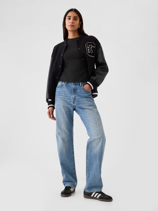 Camisa Ajustada Cuello Redondo de Algodón