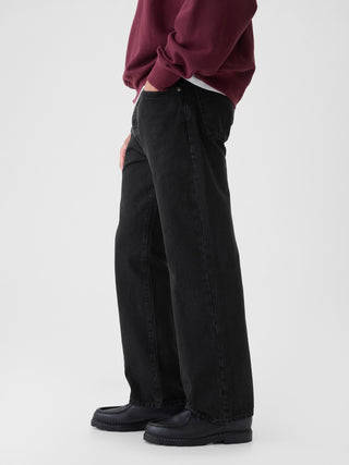 Jeans Holgados Talle Medio con Bolsillos