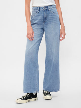 Jeans Wide Leg Talle Alto con Bolsillos