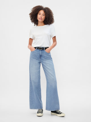 Jeans Wide Leg Talle Alto con Bolsillos