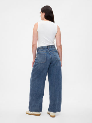 Jeans Holgados Talle Medio con Bolsillos