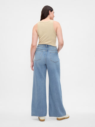 Jeans Wide Leg Talle Alto con Bolsillos