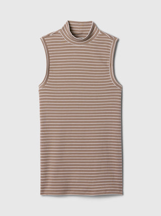 Camiseta Cuello Alto sin Mangas de Rayas