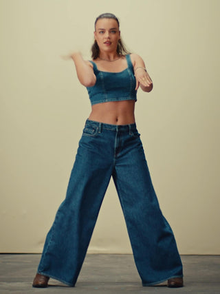Jeans Holgados Talle Medio con Bolsillos