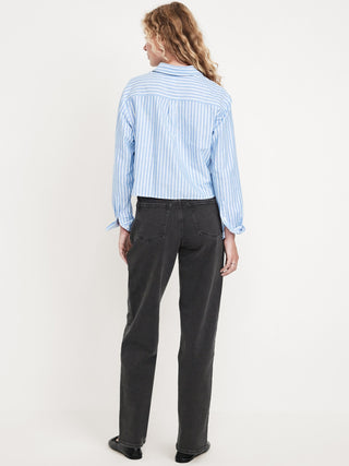 Jeans Holgados Talle Alto con Bolsillos