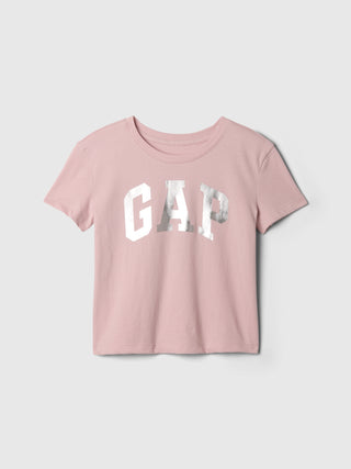 Camiseta Manga Corta con Logo Metálico, Niña