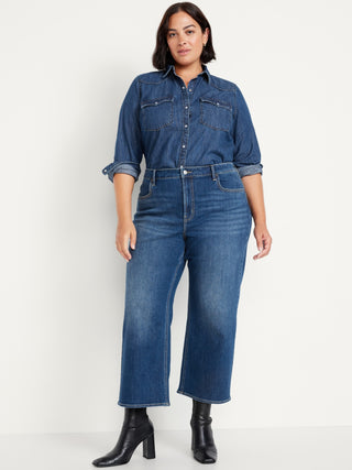 Jeans Wide Leg Talle Alto con Bolsillos
