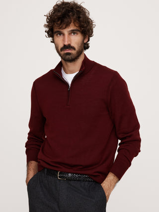 Sudadera de Lana con Media Cremallera