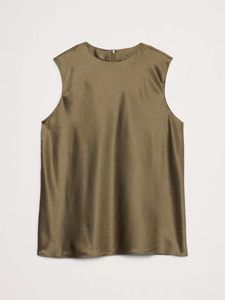 Blusa Cuello Alto sin Mangas de Seda