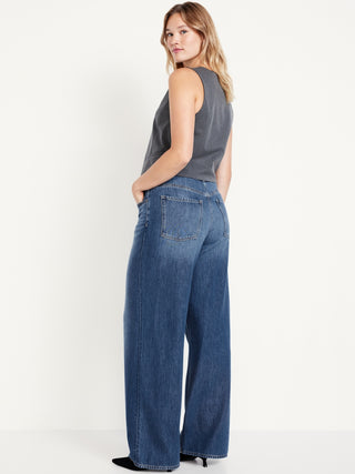 Jeans Holgados Talle Alto con Bolsillos